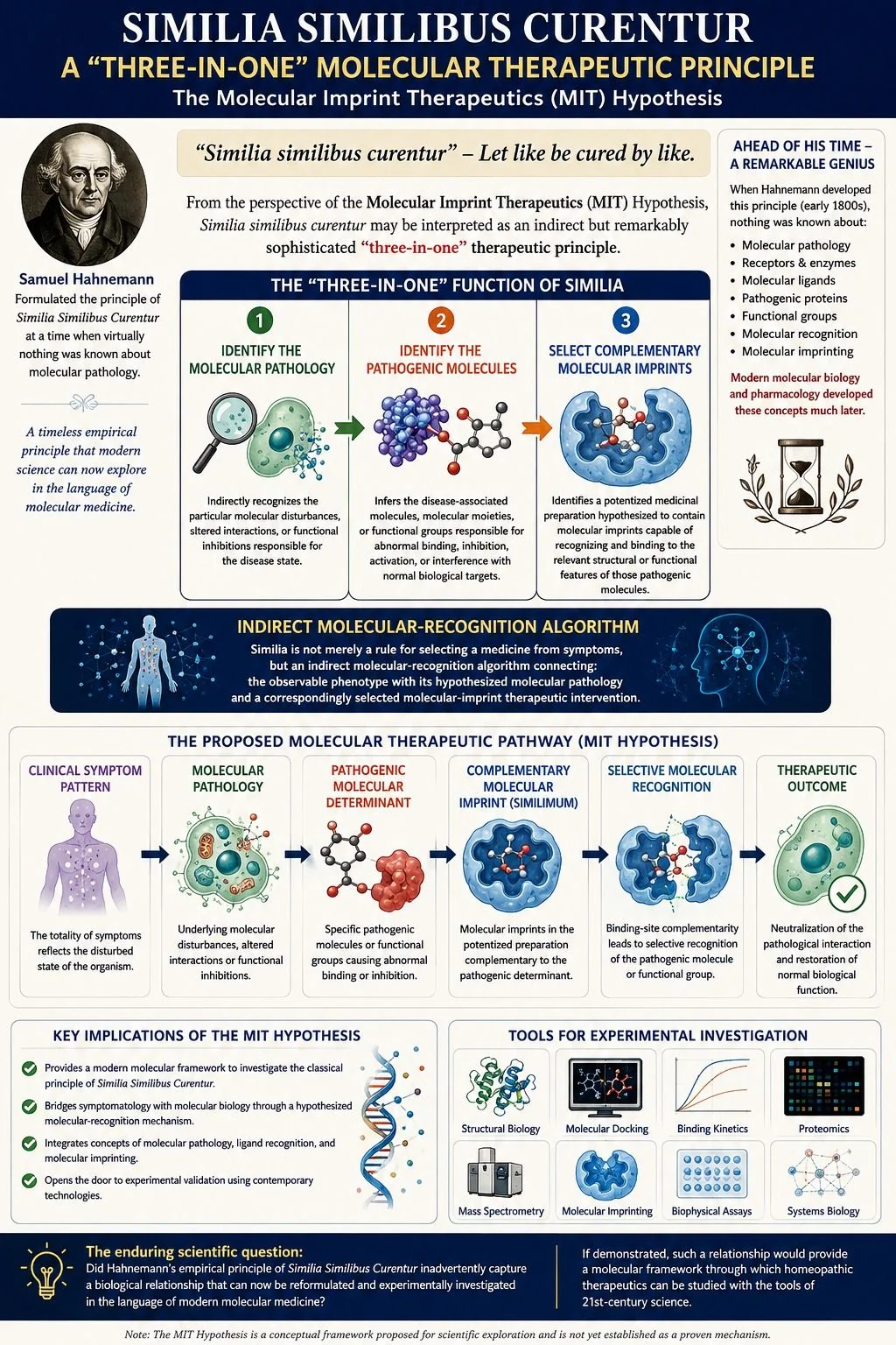 Similia Similibus Curentur three-in-one molecular therapeutic principle infographic by Dr. A. Shanthakumar
