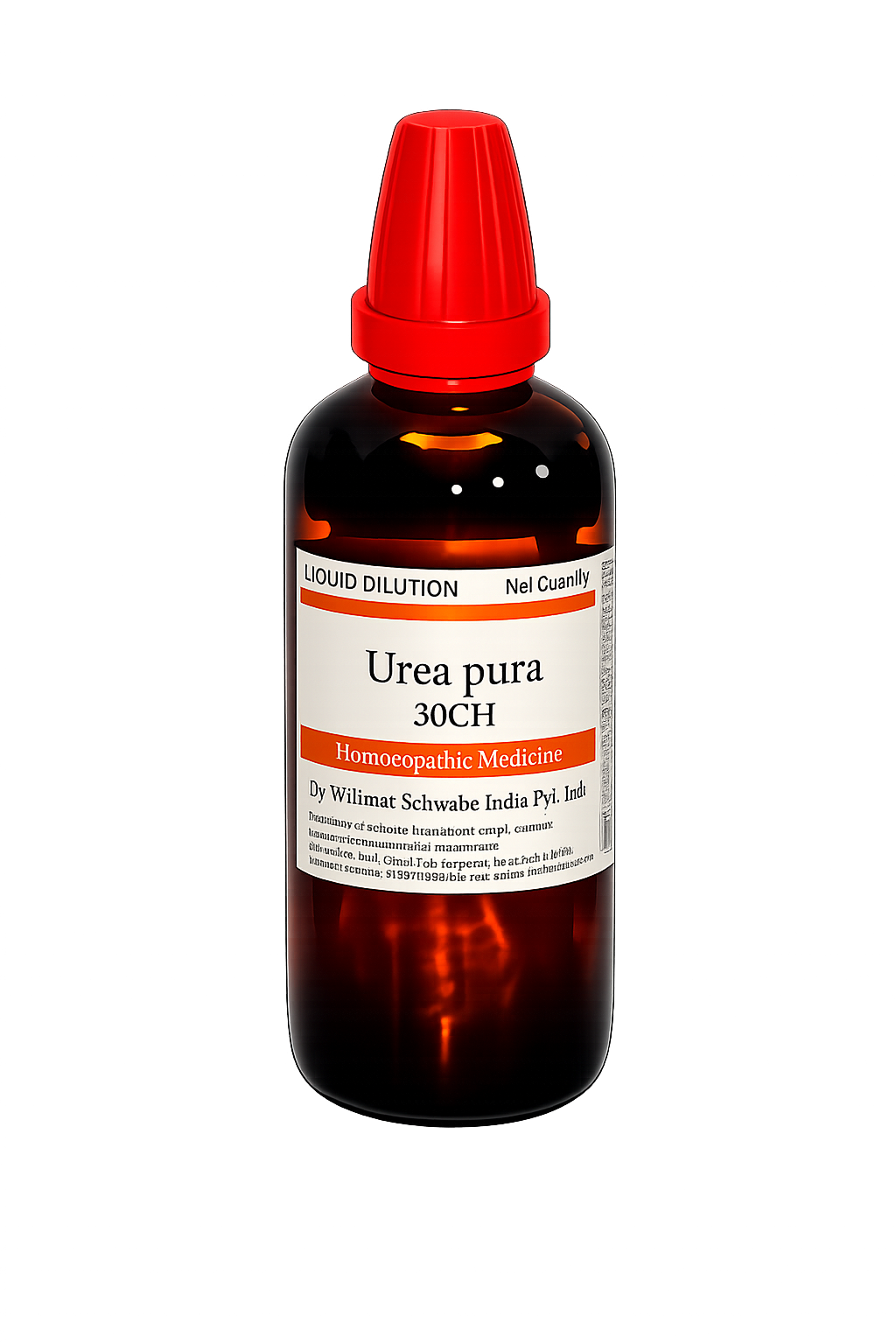 Homoeopathic medicine in a red-capped bottle